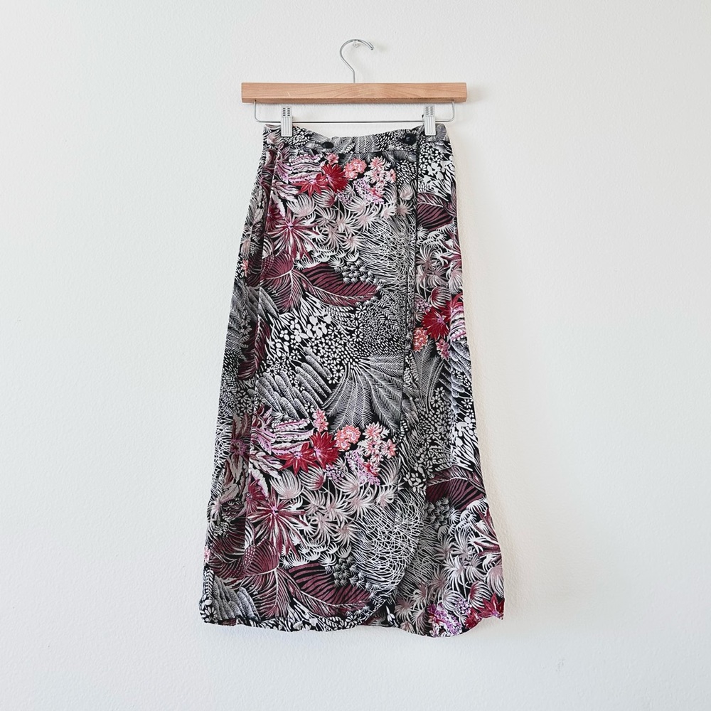 vintage botanical wrap midi skirt 🪷